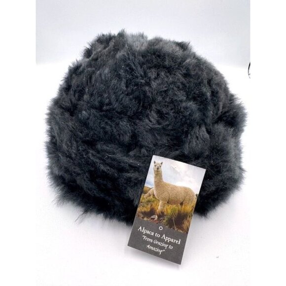Alpaca To Apparel Accessories - NWT Black Alpaca Fur Hat / 100% Baby Alpaca / Luxuriously Soft & Warm / One Size